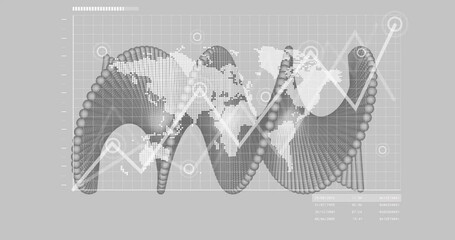Poster - First marker appearing on bead ribbon with world map driving line graph and updating numeric panel