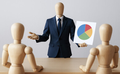 Poster - A conceptual business presentation using visual data representation conveys strategic growth and decision-making processes effectively