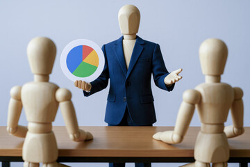 Poster - Leadership and strategy shape business growth as a figure presents analytical insights using a pie chart to guide peers