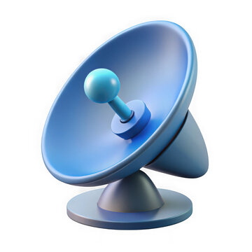 3d rendered satellite dish illustration blue color with shadow isolated on transparent background