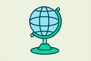 Fototapete - Globe icon. icon related to UI elements. suitable for web site, app, user interfaces,element, printable etc. flat line icon style. simple vector design editable