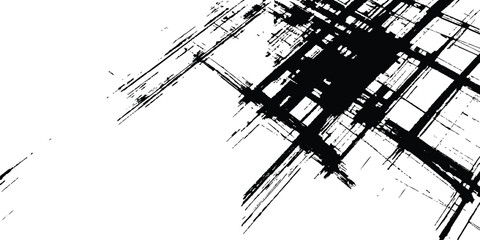 Aufkleber - Abstract grunge texture. dynamic black paint strokes on a white background. Modern art projects, and creative background. 