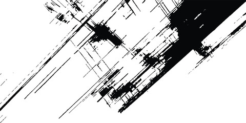 Aufkleber - Abstract grunge texture. dynamic black paint strokes on a white background. Modern art projects, and creative background. 