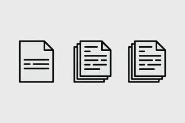 Poster - Three simple black line art icons representing documents or papers isolated on white background
