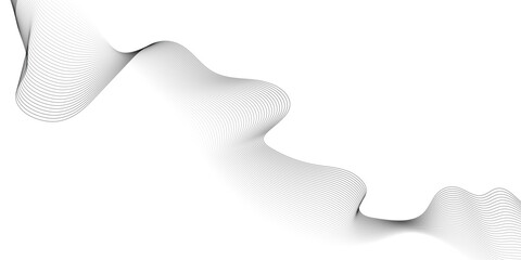 Poster - Abstract white background with waves. Modern banner design. Abstract grey wave lines on transparent background. Technology, data science, geometric border pattern. Isolated on white background.