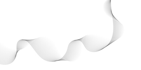Poster - Abstract white background with waves. Modern banner design. Abstract grey wave lines on transparent background. Technology, data science, geometric border pattern. Isolated on white background.