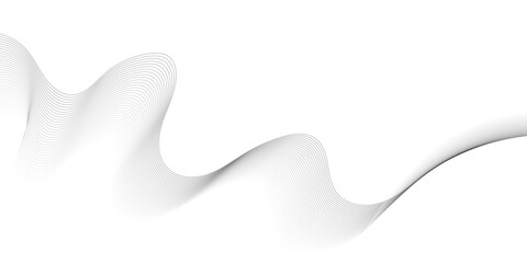 Poster - Abstract white background with waves. Modern banner design. Abstract grey wave lines on transparent background. Technology, data science, geometric border pattern. Isolated on white background.