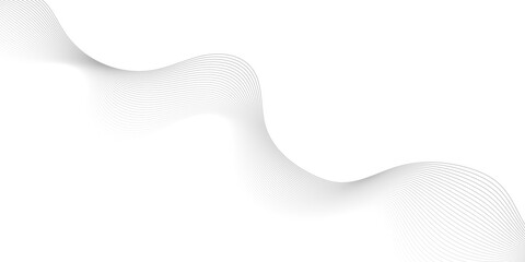 Poster - Abstract white background with waves. Modern banner design. Abstract grey wave lines on transparent background. Technology, data science, geometric border pattern. Isolated on white background.