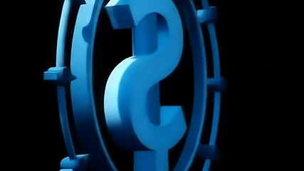 Aufkleber - Abstract Rotating Blue Geometric Symbol in Black Background Digital Rendering