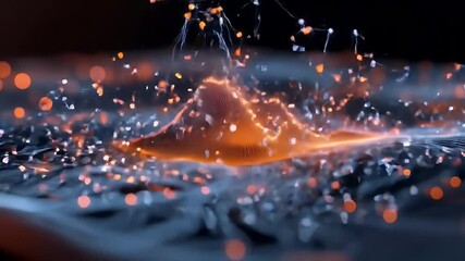 Poster - Dynamic Motion Background of Glowing Particles in Abstract Design with Water Effect