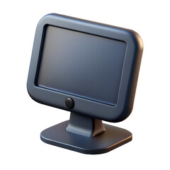 Fototapete - Dark blue rounded computer screen with black button monitor display