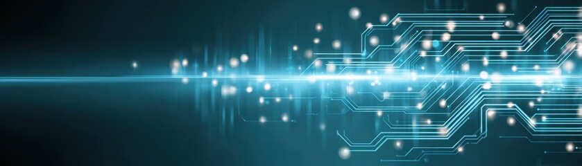 Aufkleber - Futuristic abstract design featuring glowing lines and digital circuits against a dark background.