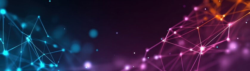 Aufkleber - Abstract digital network with colorful nodes and connections, set against a dark background, conveying technology and innovation.