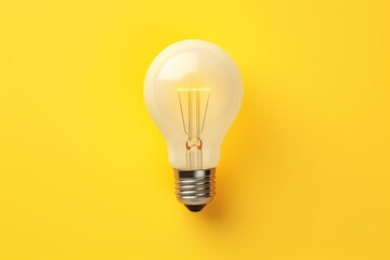 Poster - Lit light bulb symbolizing innovation, creativity, and bright ideas on a vibrant yellow backdrop