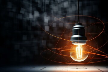 Poster - Light bulb illuminating dark room, representing ideas, innovation, and creativity