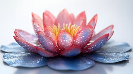 Fototapete - Colorful 3d lotus flower with magical glowing iridescent petals