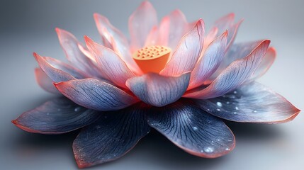Fototapete - Radiant 3d lotus bloom shining with reflective rainbow light