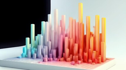 Poster - Colorful Abstract Geometric 3D Block Arrangement on White Gradient Studio Background