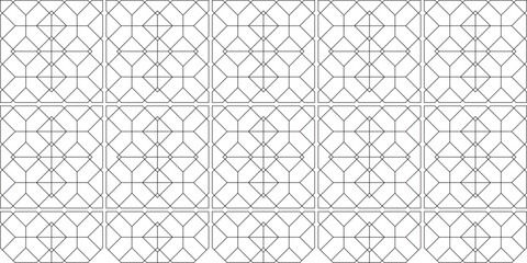 Poster - Seamless Art Deco Geometric Pattern in Black and Gold, Luxury Fish Scale Line Texture Background. Elegant Golden Art Deco Seamless Pattern, Thin Curved Line Grid with Modern Lattice Design.