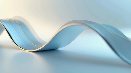 Poster - Wavy Abstract Blue and White Band with Golden Edge Against a Light Background