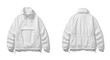 © abid_gfx1 - Photo of a white windbreaker jacket is shown in front and back views, isolated on white background