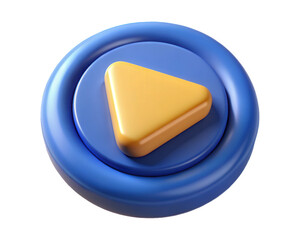 Fototapete - 3D Render Play Button Icon Yellow Blue Circle Modern Minimalist Digital Interface Design Element App Game Website Button Graphic User Interface UI UX Media Video Audio   