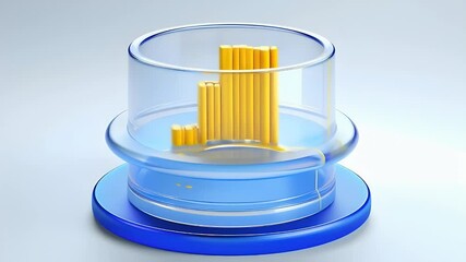 Aufkleber - Abstract Geometric Arrangement With Cylinders on Platform in Blue Yellow Color