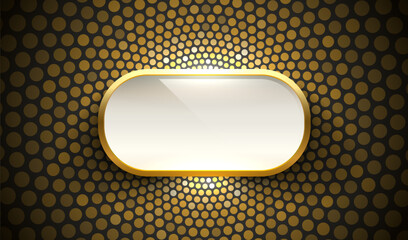Wall Mural - Golden frame label, event bar button, gold signboard. Vector illustration
