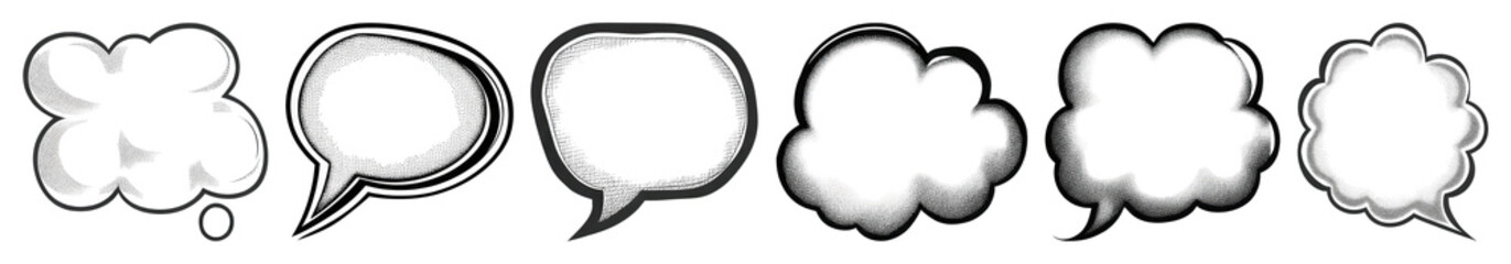 Poster - PNG Comic speech bubbles collection, element set on transparent background