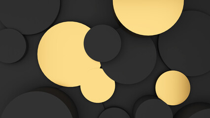 Poster - abstract geometric background shapes Black and gold circle in relief, both high and low used to add different messages to visuals or backdrop images.,3d rendering