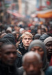© Dagmar - europe immigrants,  a young blond man in a crowd of immigrants