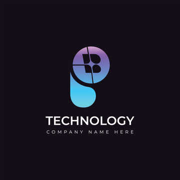 P Tech gradient Letter logo design vector
