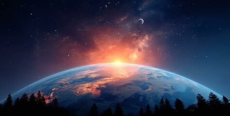 Wall Mural - sunrise over earth from space