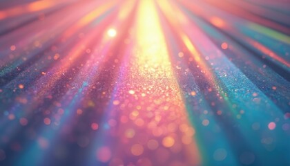 Poster - Abstract illustration featuring iridescent light streaks, rays. Vivid colours, dynamic energy, bokeh effect, dreamy, magical atmosphere. Perfect for backgrounds, design, visual effects, artistic