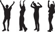© Curto - Vector; silhouette of a group of peoplr standing and fist upVector; silhouette of a group of men standing and fist up