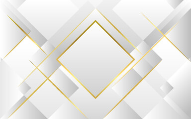 Leinwandbilder - abstract background Geometric white squares and gold lines,used in graphic illustration work media or others ,2d  illustration