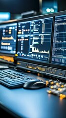 Poster - Multiple screens display intricate data analytics, showcasing real-time monitoring and decision-making tools in a high-tech setting