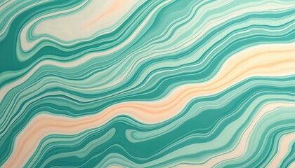 Aufkleber - Abstract liquid marble background with flowing wave patterns in green blue and beige colours. Digital art texture for design wallpaper print or card design.