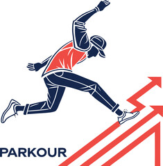 Poster - Dynamic abstract parkour logo design featuring bold shapes and vibrant colors perfect for sports or urban brands