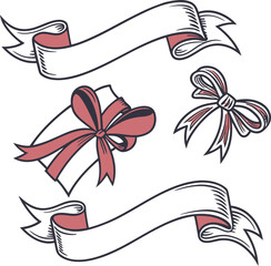 Aufkleber - A versatile collection of retro inspired ribbons and banners perfect for adding vintage flair to designs with a variety of styles and colors