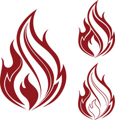 Leinwandbilder - A collection of stylized fire flame silhouettes in various colors and shapes perfect for graphic design projects needing a fiery or energetic visual element
