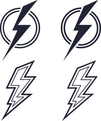 Aufkleber - Collection of dynamic and energetic lightning bolt illustrations in various styles perfect for electrical themes weather graphics and abstract designs