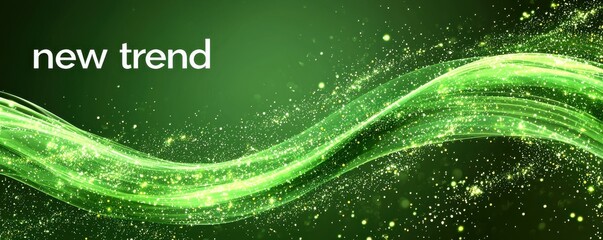 Poster - Dynamic green wave background with sparkling elements and innovative text design