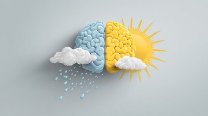 Poster - Brain Undergoes Transformation From Stormy Thoughts to Bright Sunshine Conveying Clarity and Optimism During an Imagined Journey of Personal Growth