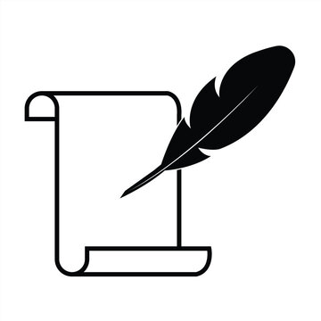 Paper and Pen Icon, flat graphic design. vector illustration