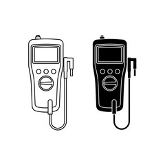 Leinwandbilder - Illustration of two handheld devices with screens and attached probes in black and white style