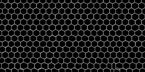 Aufkleber - Black and white image of a hexagonal pattern. The pattern is made up of small squares that are all the same size. The squares are arranged in a way that creates a sense of depth and texture