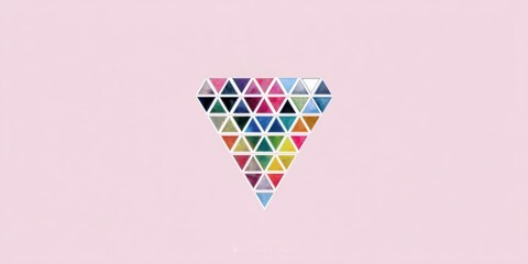Aufkleber - Colorful diamond shape with many different colors. The diamond is made up of many small triangles. The image is pink and has a bright, cheerful mood