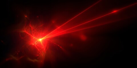 Poster - Red light is shooting out from a black background. The light is bright and intense, creating a sense of energy and excitement