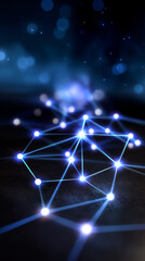 Poster - Network nodes illuminate and connect against dark background, creating a vibrant web of digital communication